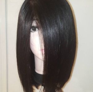 Black side part wig